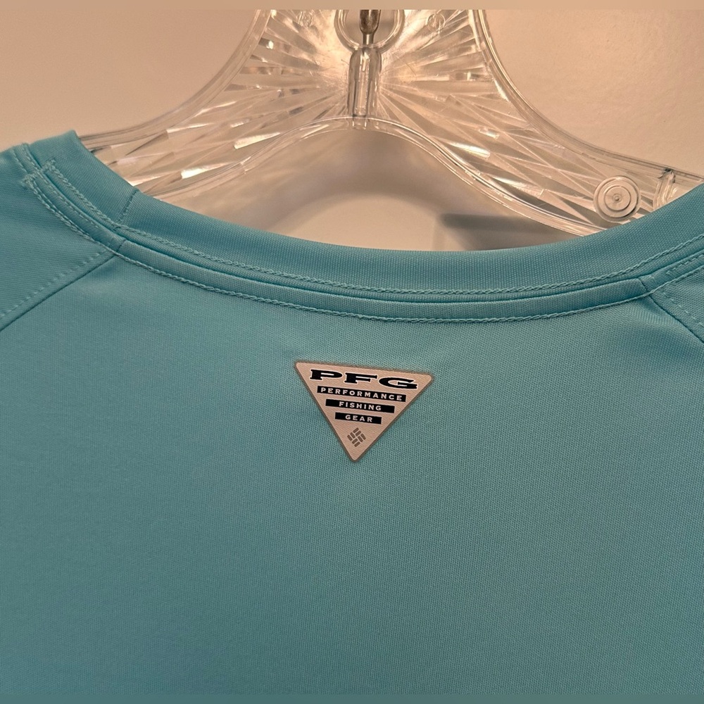 Columbia PFG Women’s Large Long Sleeve Fishing Shirt Teal Aqua Outdoor Top - Picture 9 of 10